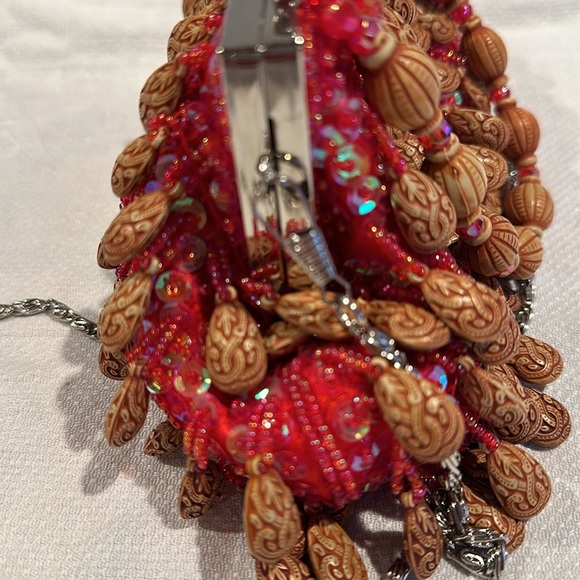Gently Used Women’s Beaded Red Evening Purse - Picture 5 of 5